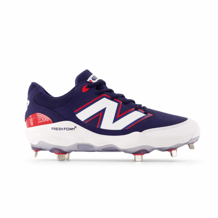 warm - weather running wear Park running need New Balance Men's Fresh Foam X 3000 v7 Metal Baseball Cleats - Navy/White/Red - L3000RB7