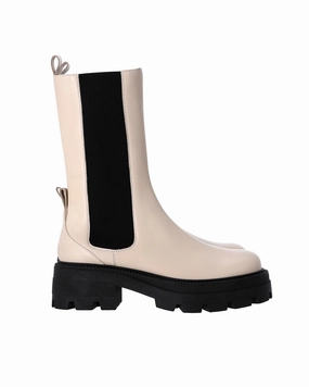 Comfort Flex Sergio Rossi Milla Platform Boots in White Leather