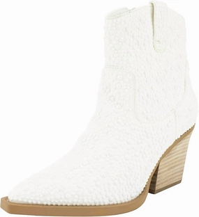 Mud Resistant Outdoor Trek Camouflage Pattern Kady Pearl Rhinestone Booties In White