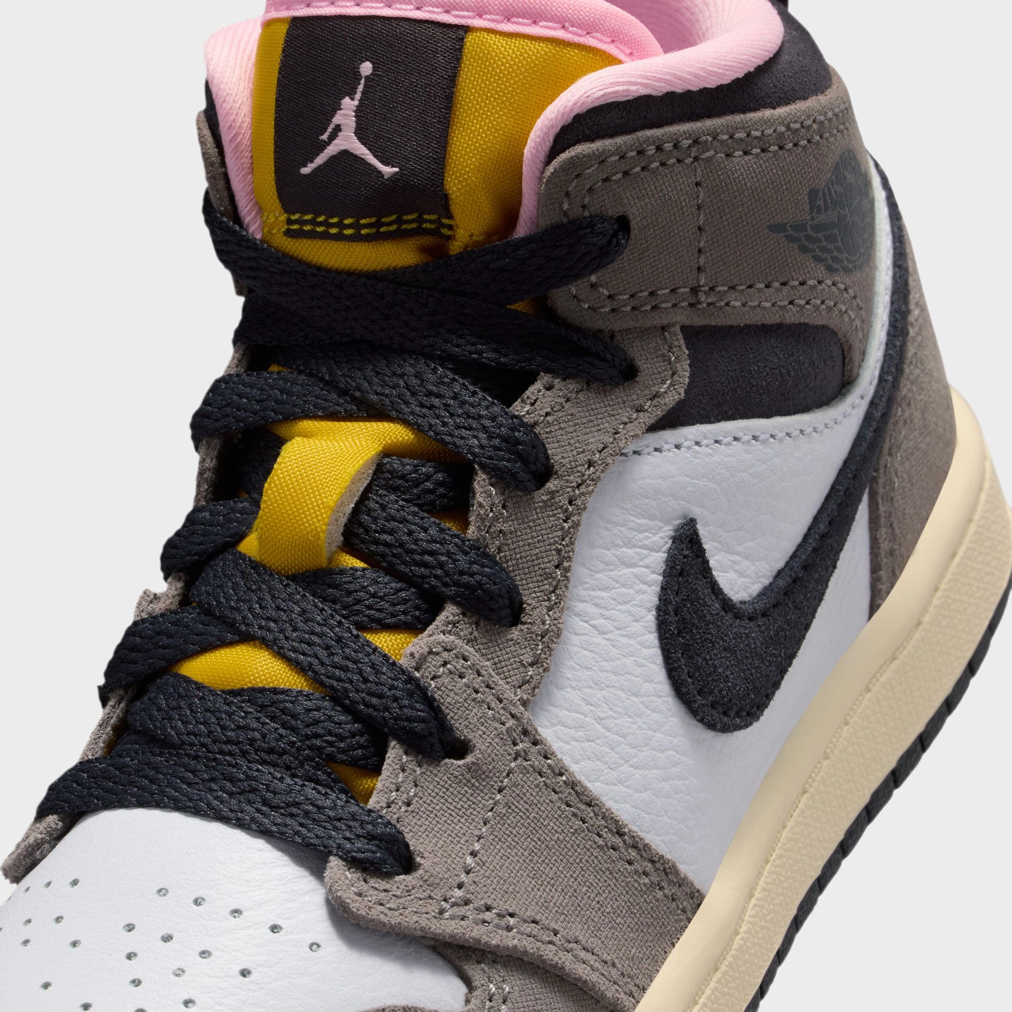 Jordan 1 Mid SE PS White / Oil Grey - Cave Stone Supportive Thermobonded Overlays