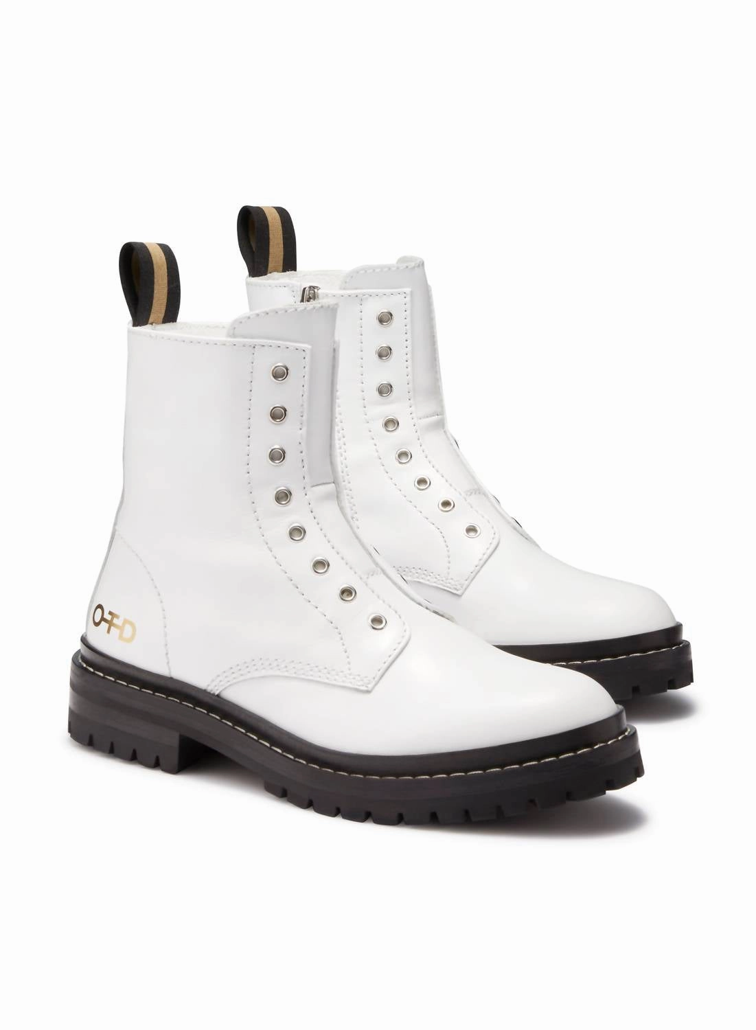 Tough Terrain Women's Laceless Leather Combat Boots In White
