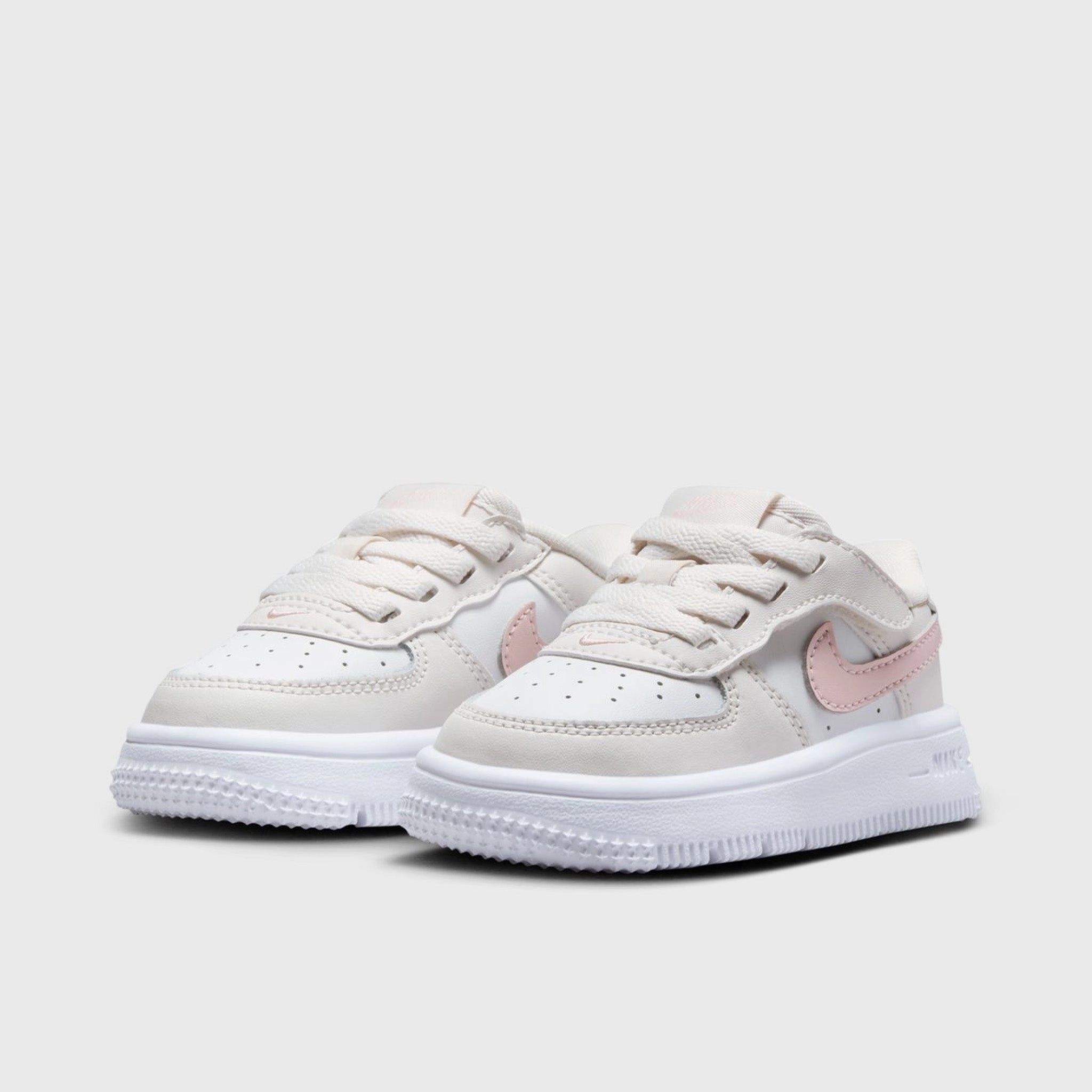 Nike Air Force 1 Low EasyOn TD Phantom / Echo Pink - Summit White Elastic Gaiter Collar Comfort Lining