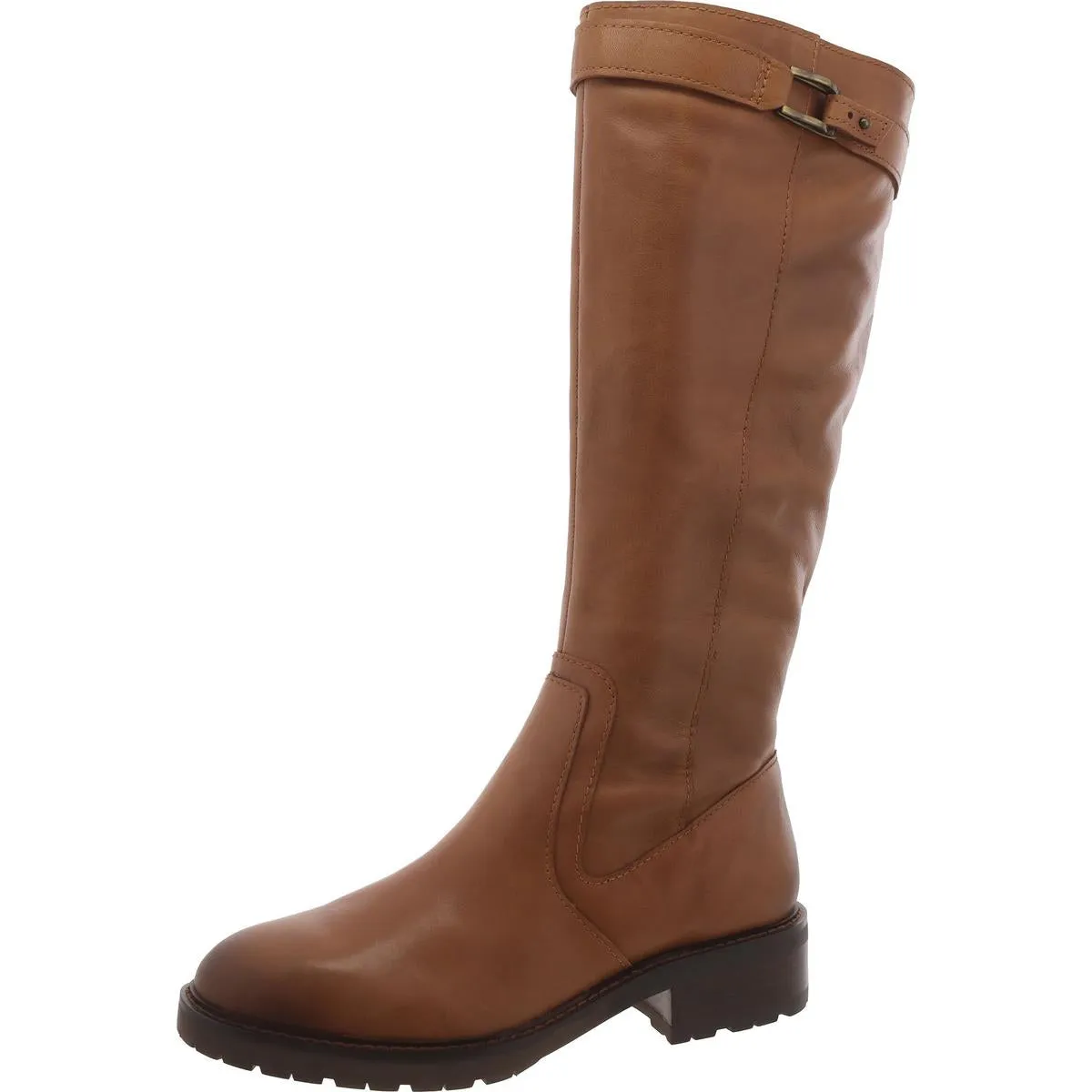 Cayce Womens Leather Lug Sole Knee-High Boots Comfortable Upper Clean Silhouette