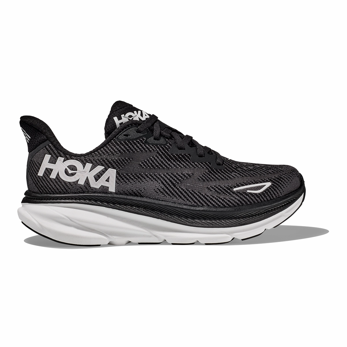 Hoka Clifton 9 - Black - White lightweight upper running shoes