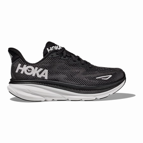 Hoka Clifton 9 - Black - White lightweight upper running shoes