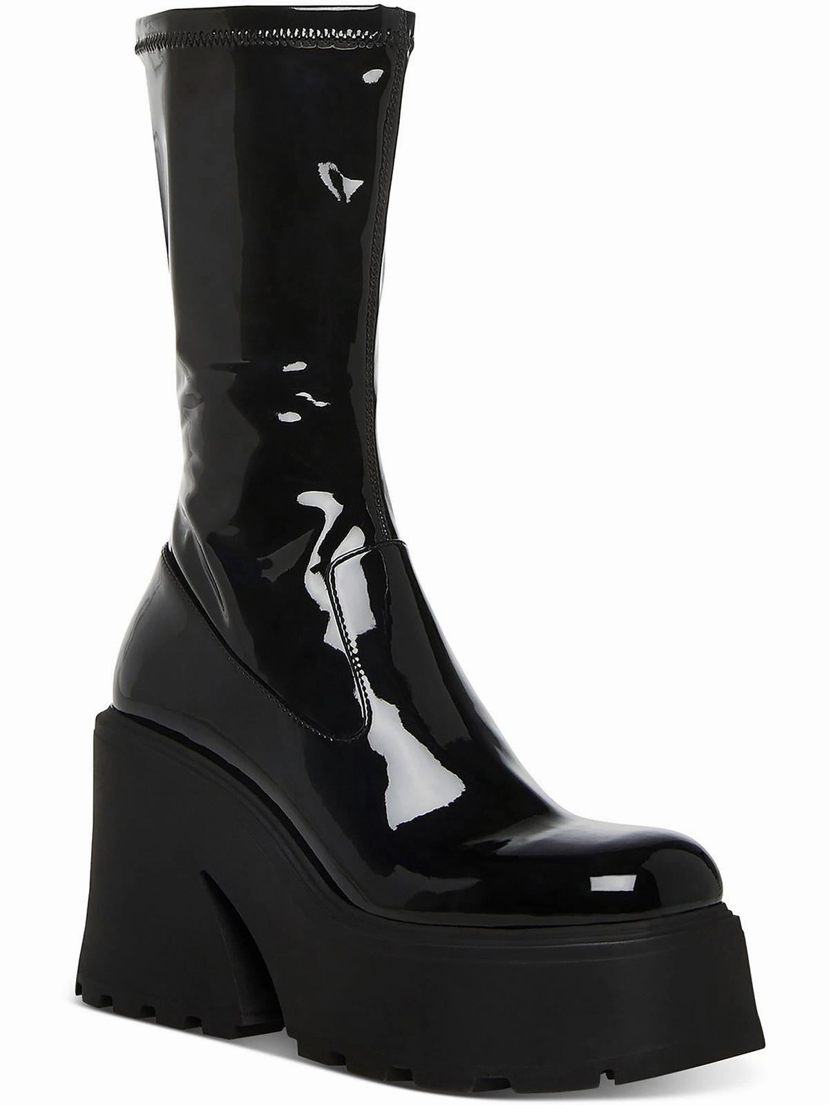 Arrow  Womens Patent Square Toe Mid-Calf Boots Breathable Weekend Wanderer Shopping Mall