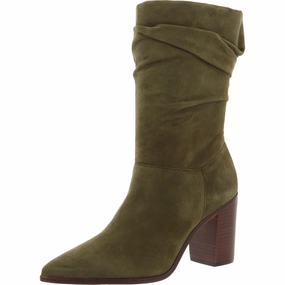 Ashlee Womens Solid Suede Mid-Calf Boots Neutral Colors