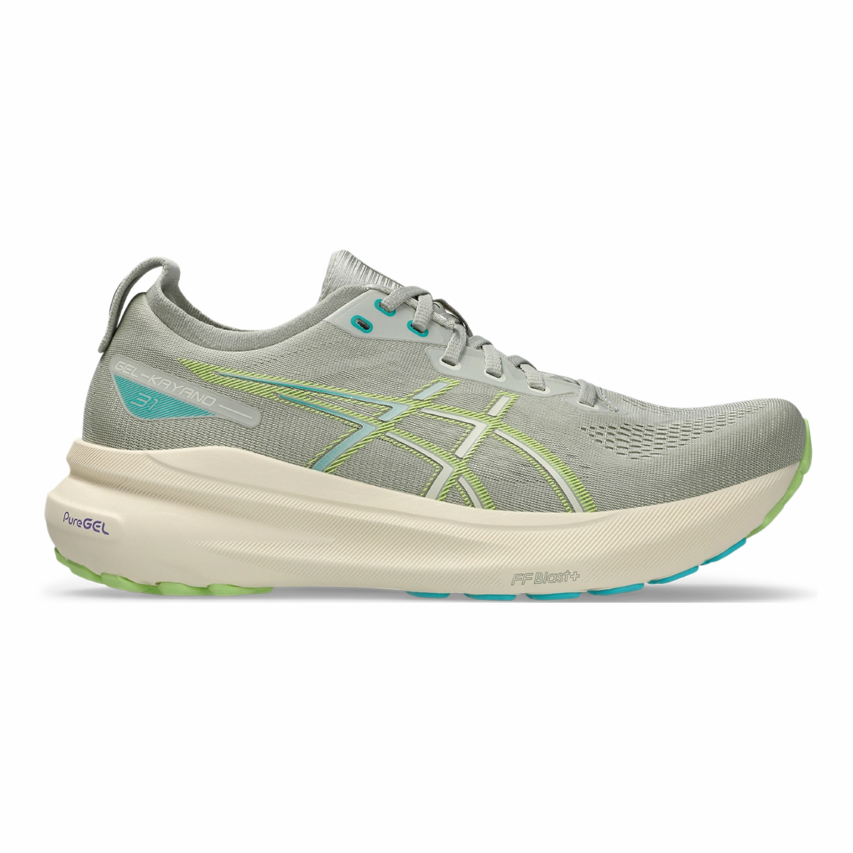 Asics Gel Kayano 31 - White Sage - Birch anniversary - themed running gear stretchy - straps
