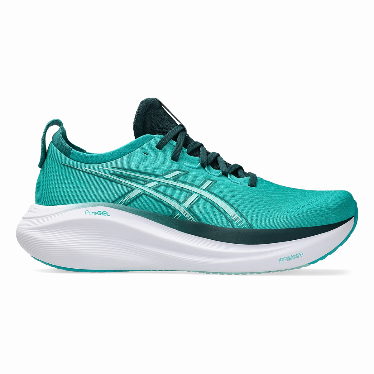 Asics Gel Nimbus 27 Wave Teal - Saxon Green Traction Grooves running for a challenge