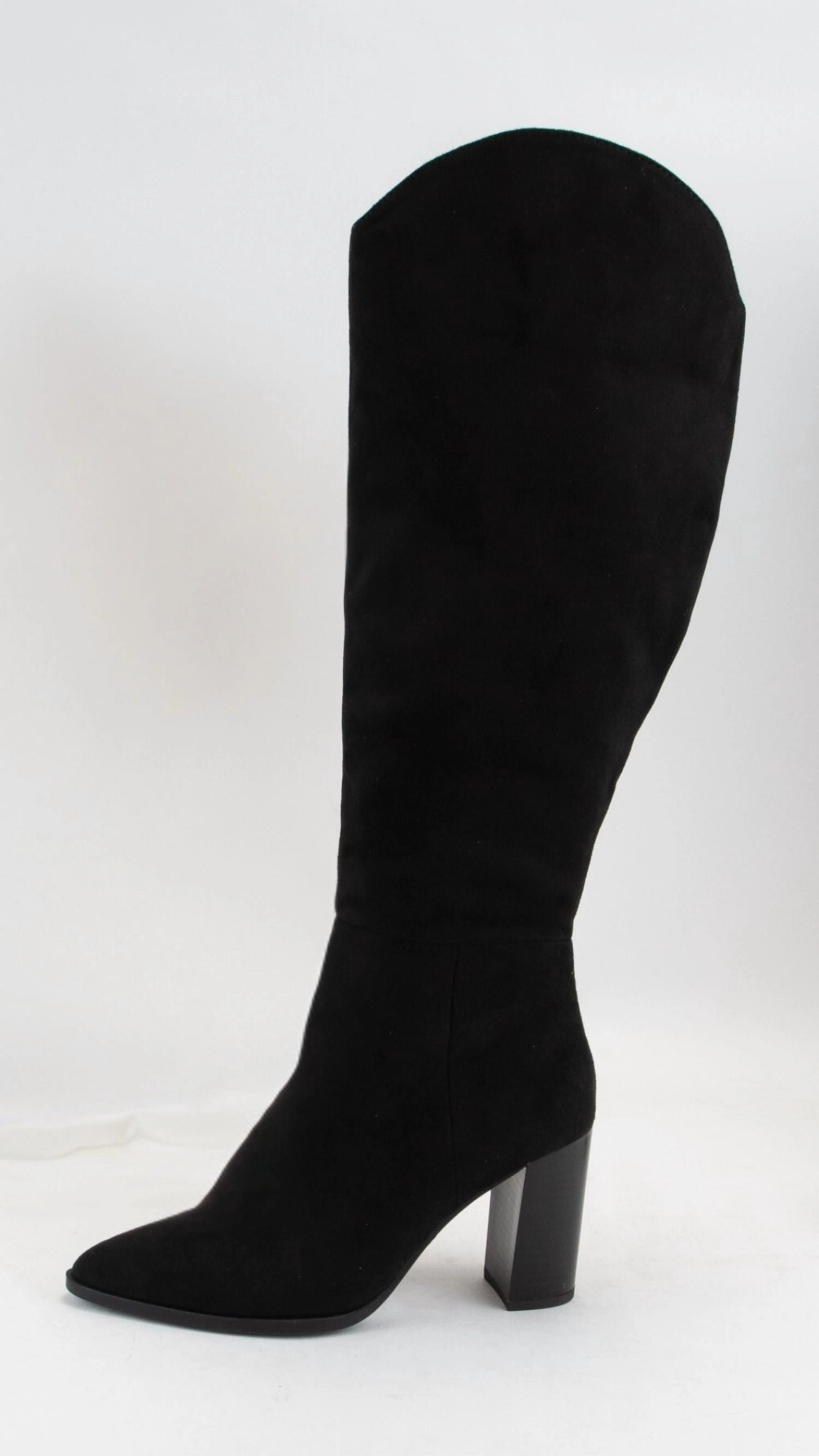 Women's Knee High Suede Boot In Black synthetic leather Insulated Rainy Days