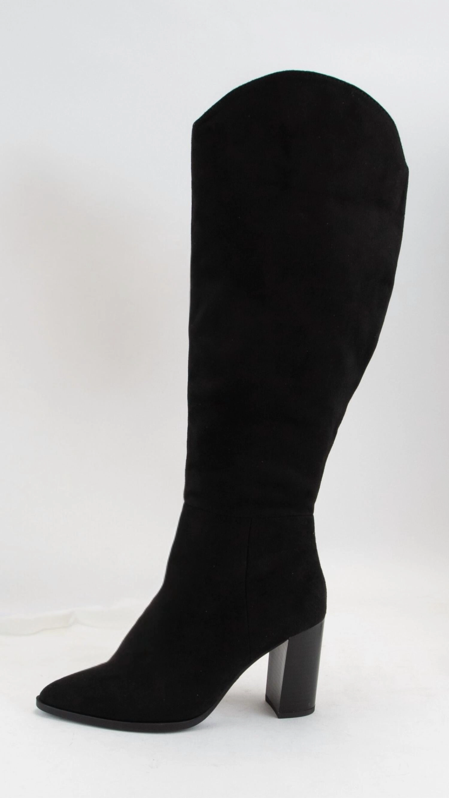 Bootie Cut All-Weather Design. Women's Knee High Suede Boot In Black
