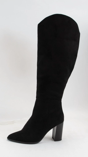 Women's Knee High Suede Boot In Black synthetic leather Insulated Rainy Days