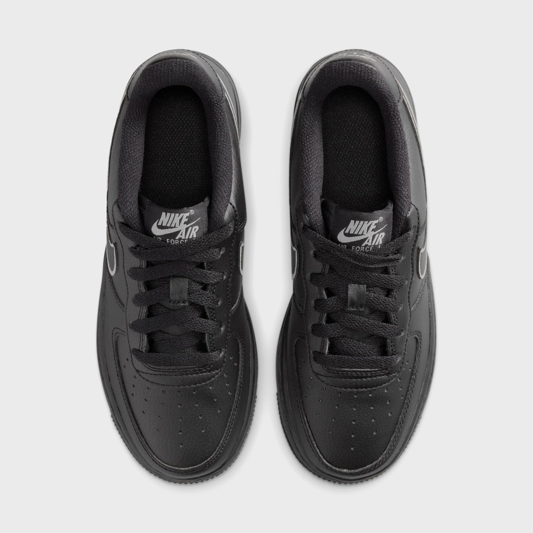 Grip Focused Layer Durability Nike Air Force 1 GS Black / Light Smoke Grey