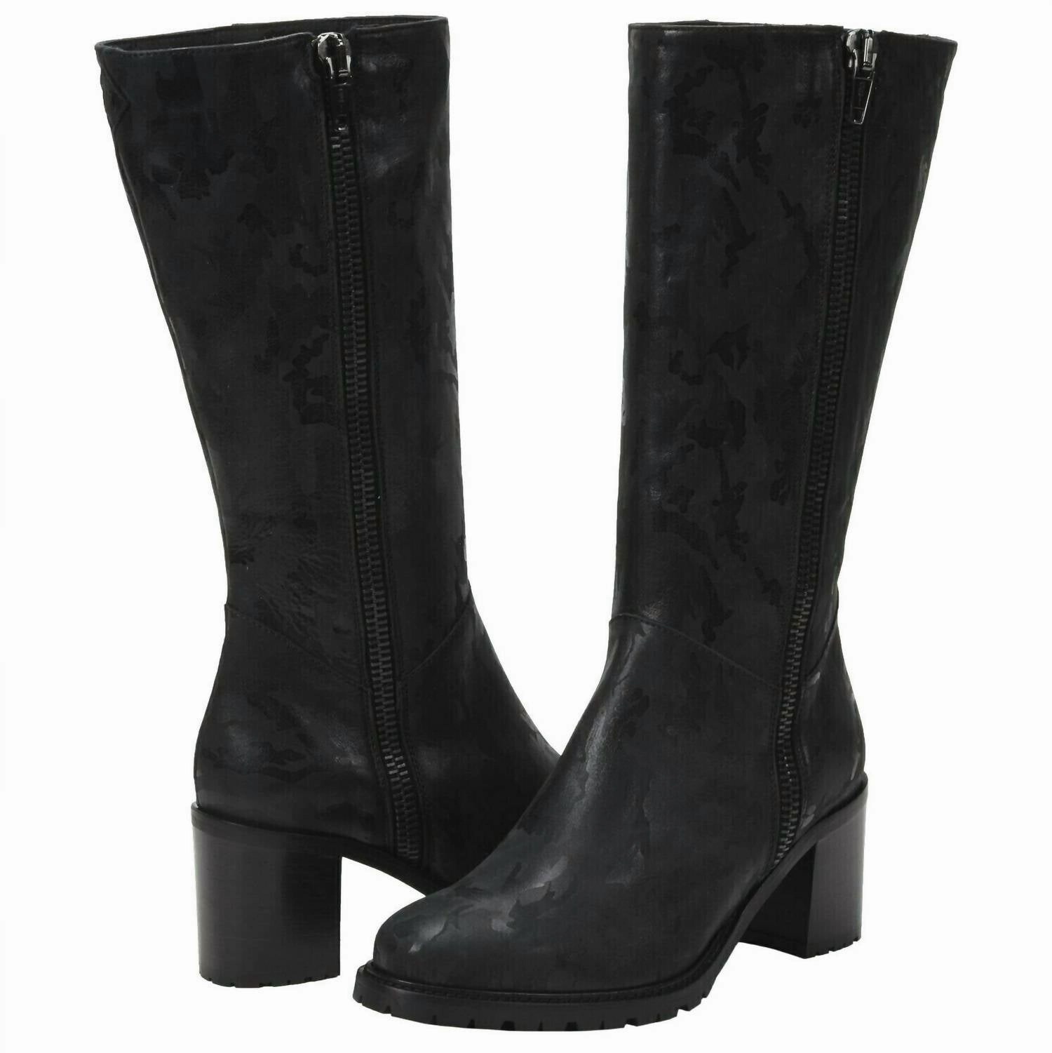 Elastic Rosina Heeled Boots In Black Camo
