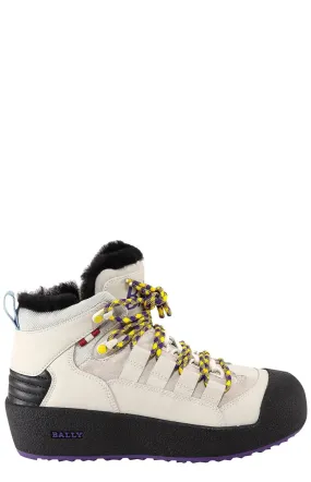 High Ankle Support Rugged Built Urban Traveler Bally Cusago 6239735 Women's Dusty White Shearling-Lined Leather Boots