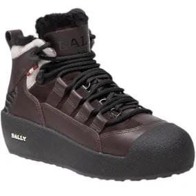 Bally Cusago 6239736 Women's Ebano Shearling-Lined Leather Boots Seamless Comfort Snowy Path Stylish Protection