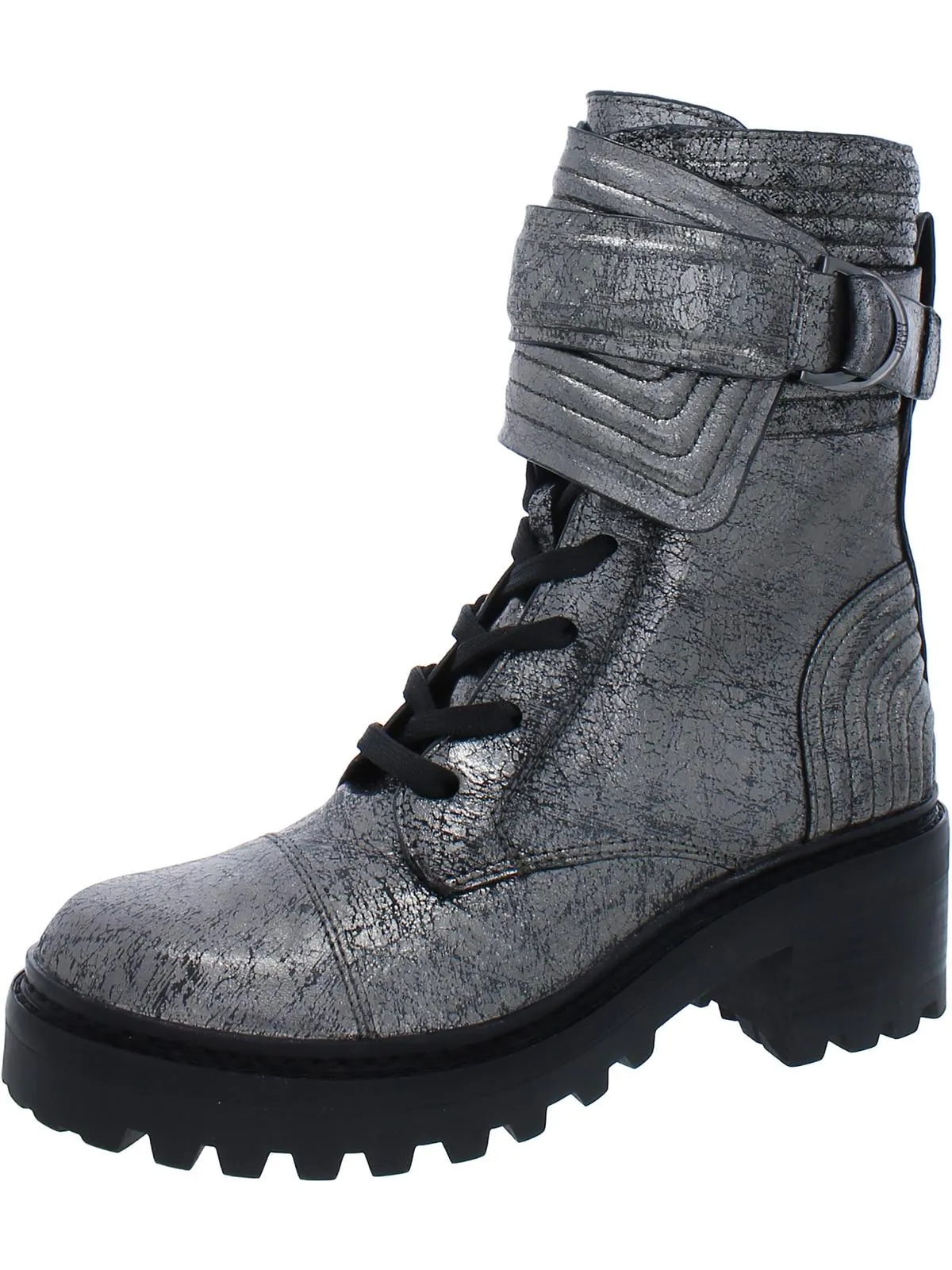 LaceUp Versatile use Basia Womens Leather Metallic Combat & Lace-up Boots