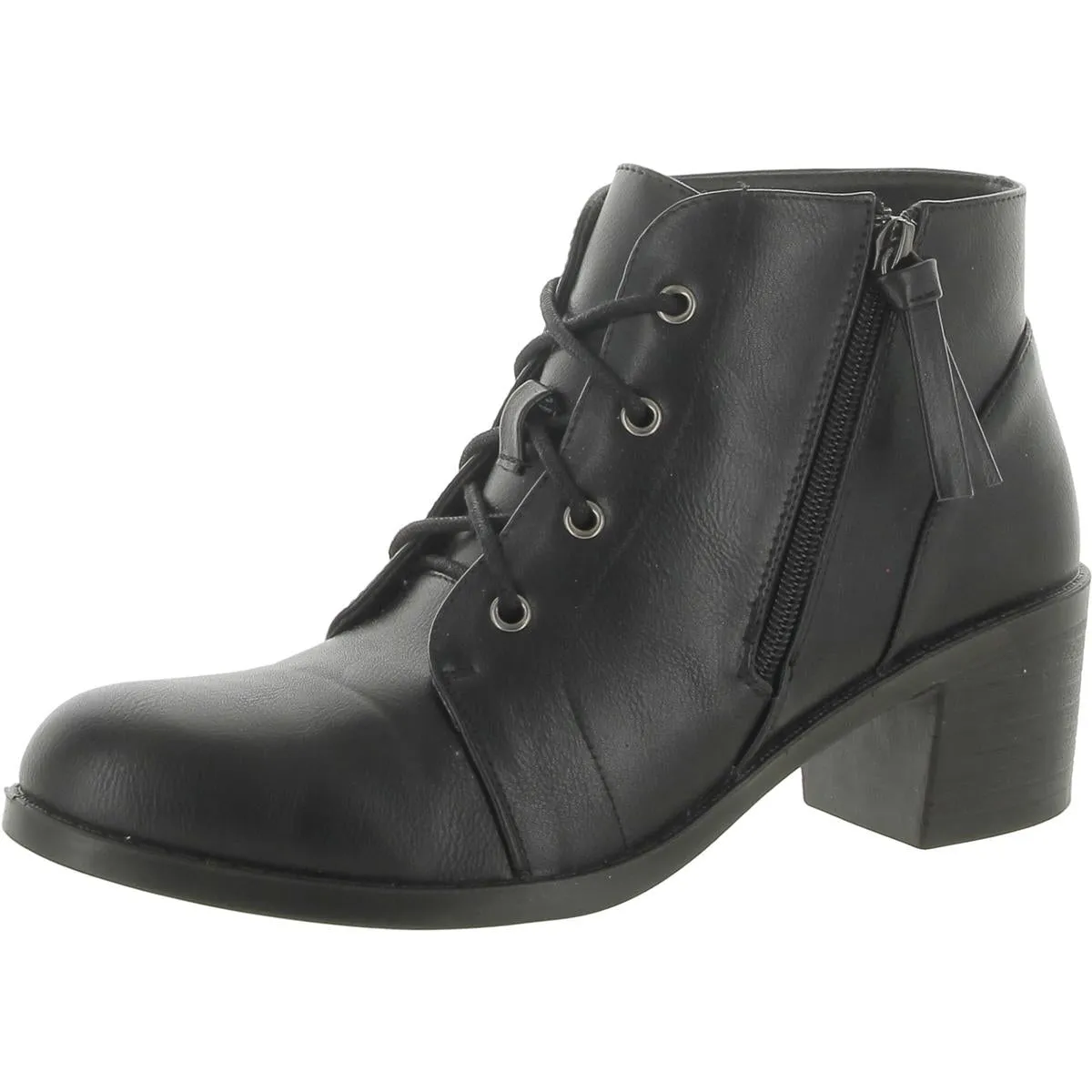 Becker Womens Faux Leather Block Heel Ankle Boots Feather Light Morning Walk Men Edge