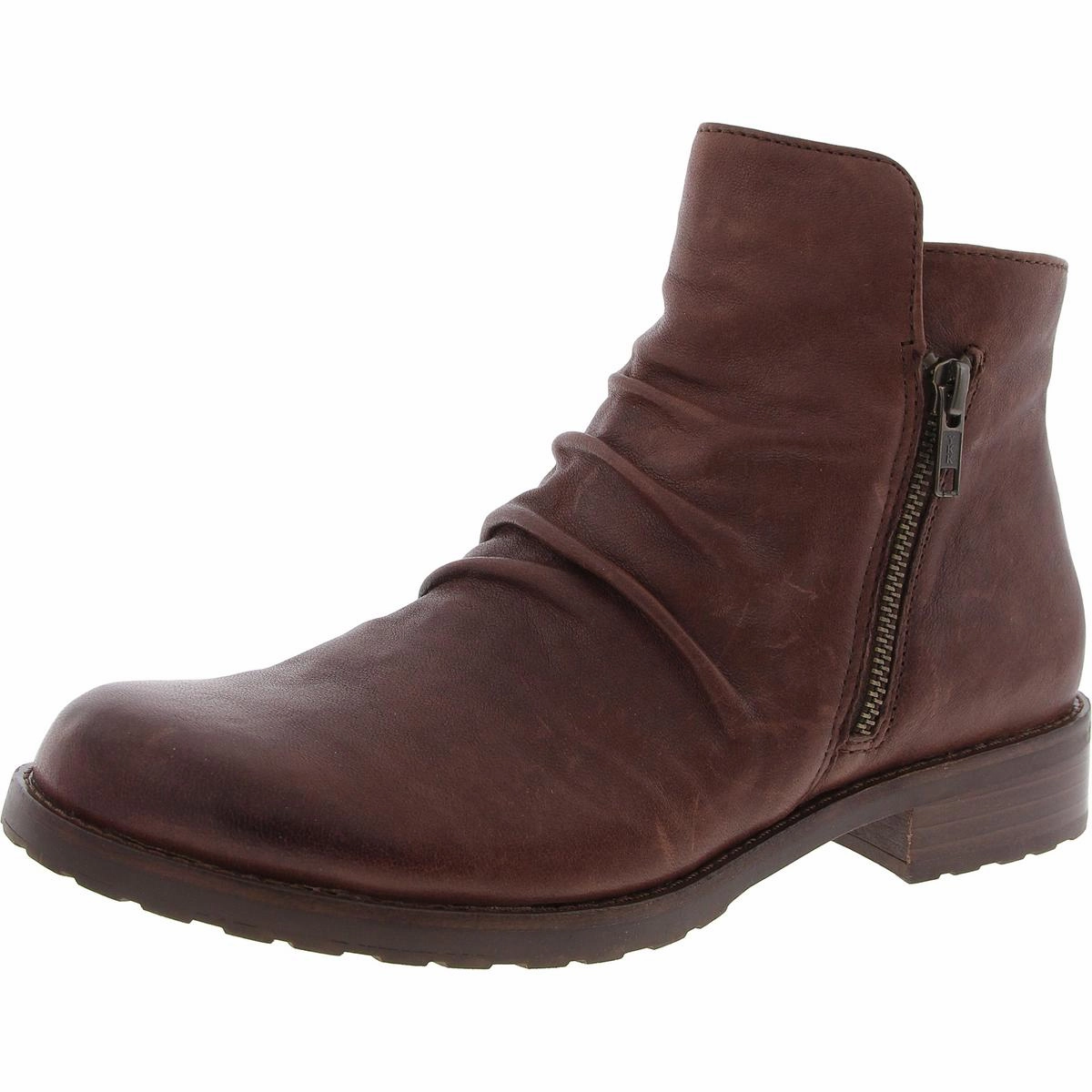 Beckie II Womens Zipper Leather Ankle Boots Cushion Collar