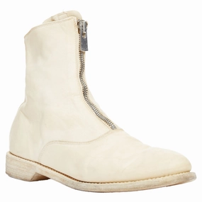 Guidi cream full grain leather front zip combat boots Grippy Outsole Functional Minimalist