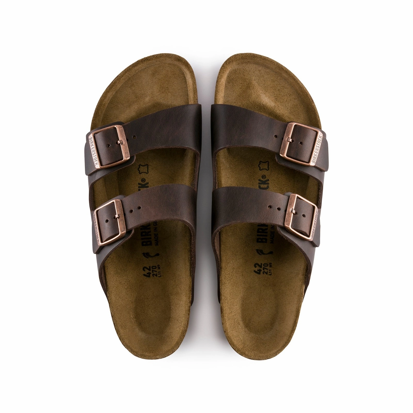Ventilated Tongue Design Lean Form Birkenstock Arizona Oiled Leather (Habana) Men's Sandals 52531