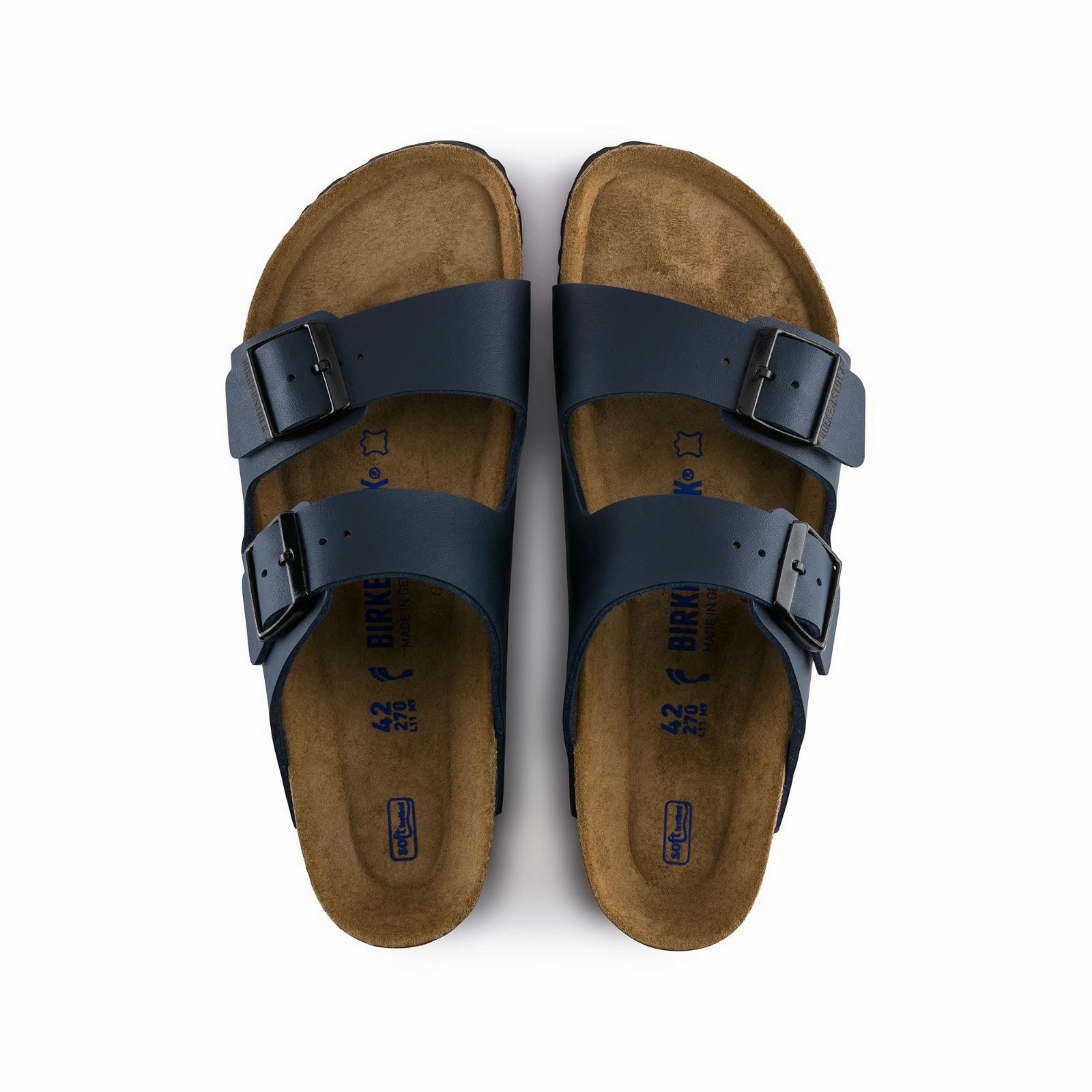 Birkenstock Arizona Soft Footbed Birko-Flor (Blue) Men's Sandals 51061 Collared Ankle Padding Smooth Control