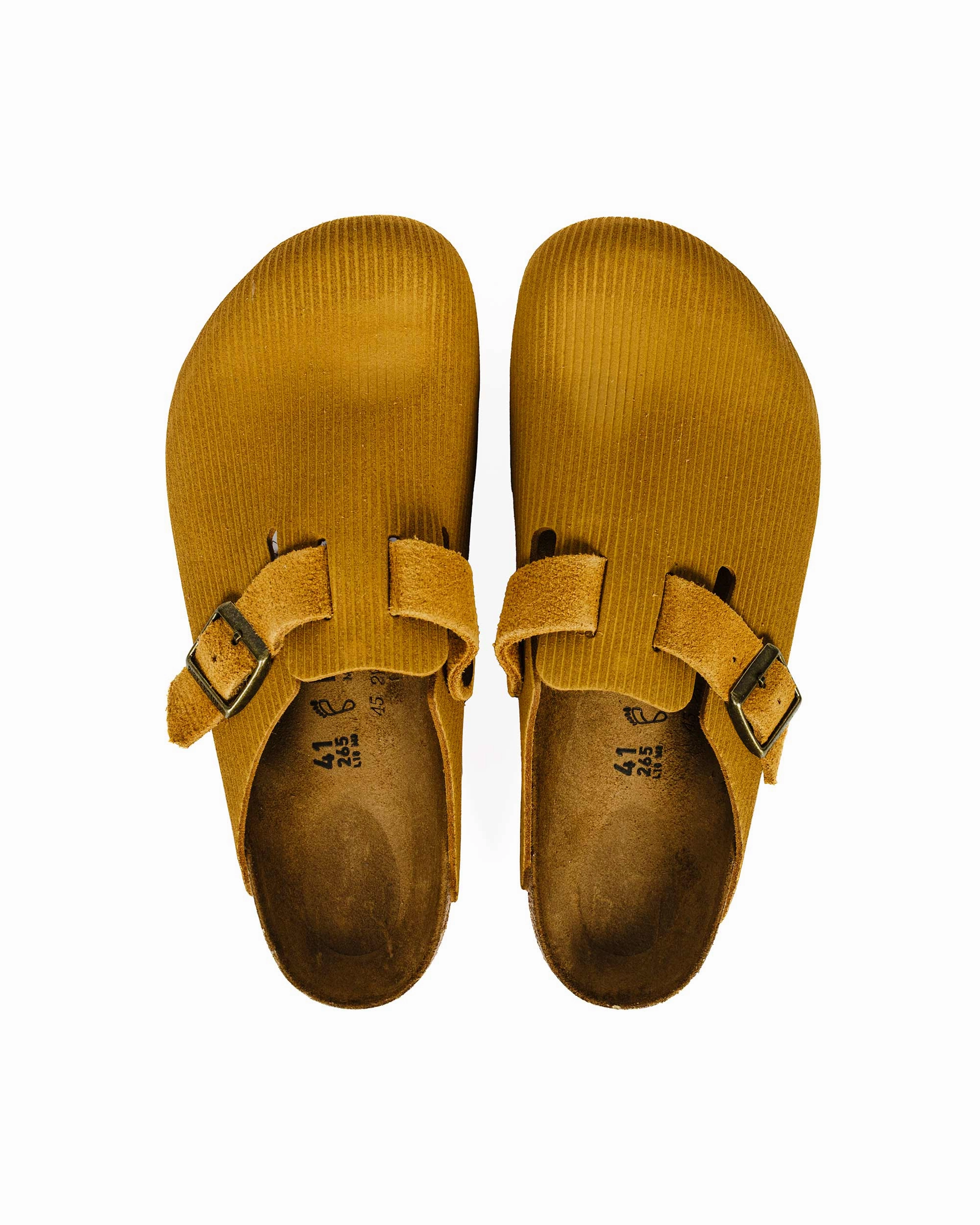 Birkenstock Boston Cork Brown Suede Corduroy Safe Land Wide Path
