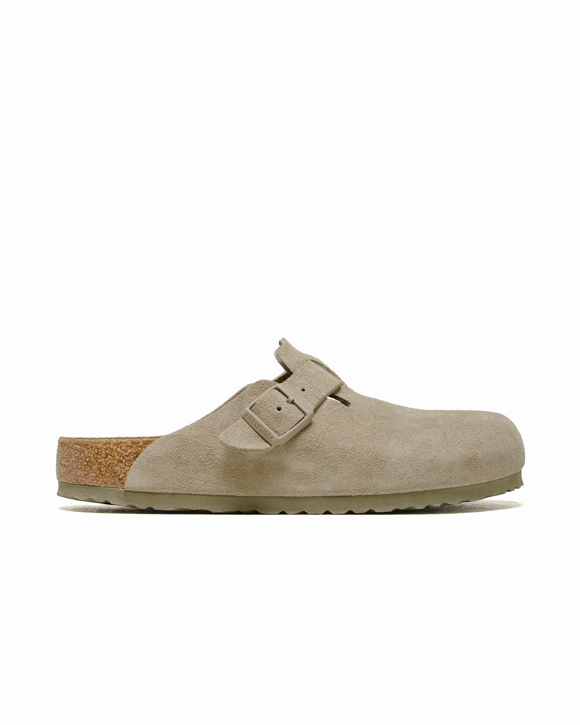 Silver Shine Birkenstock Boston Faded Khaki Suede