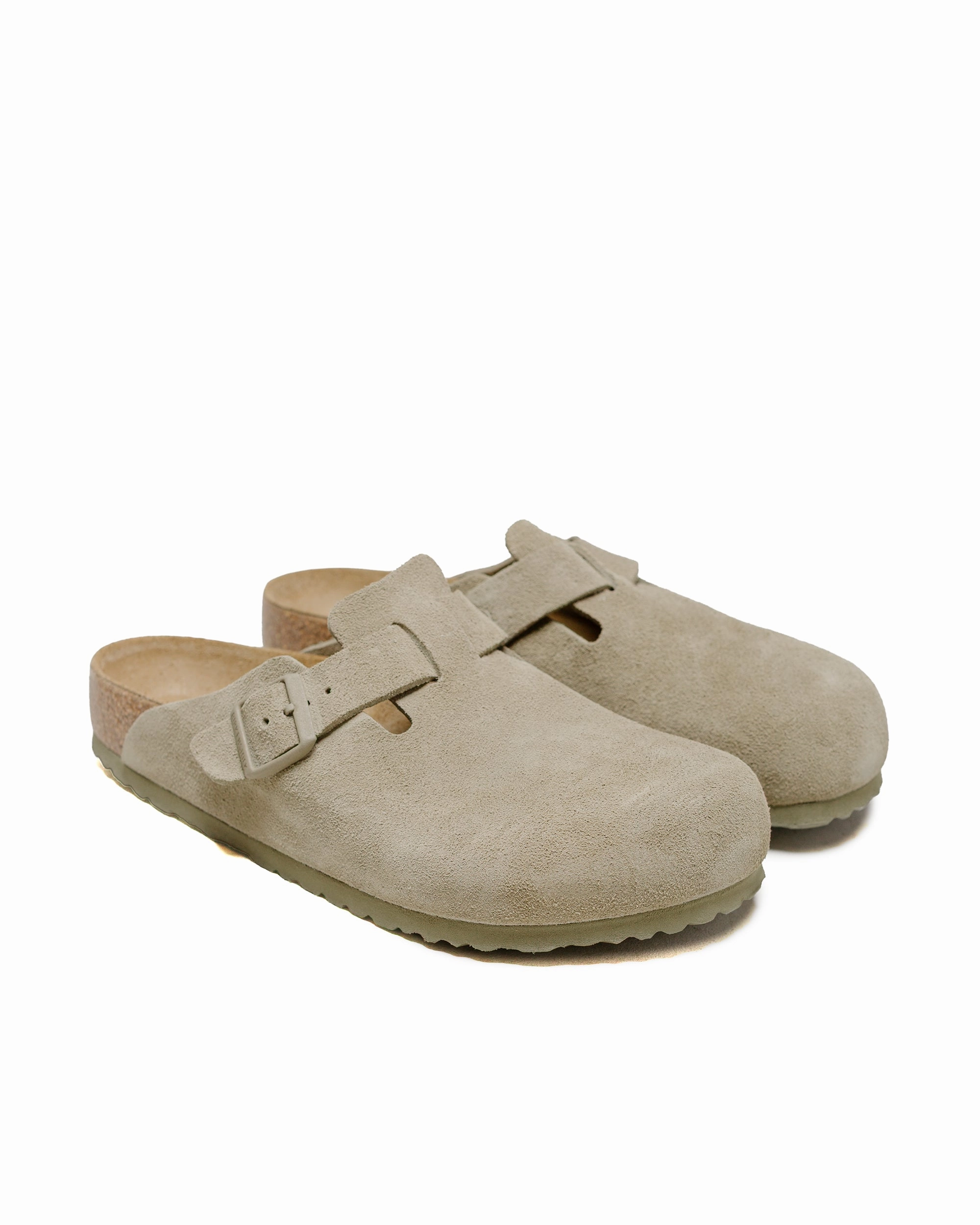 Cool Tone Quality Birkenstock Boston Faded Khaki Suede