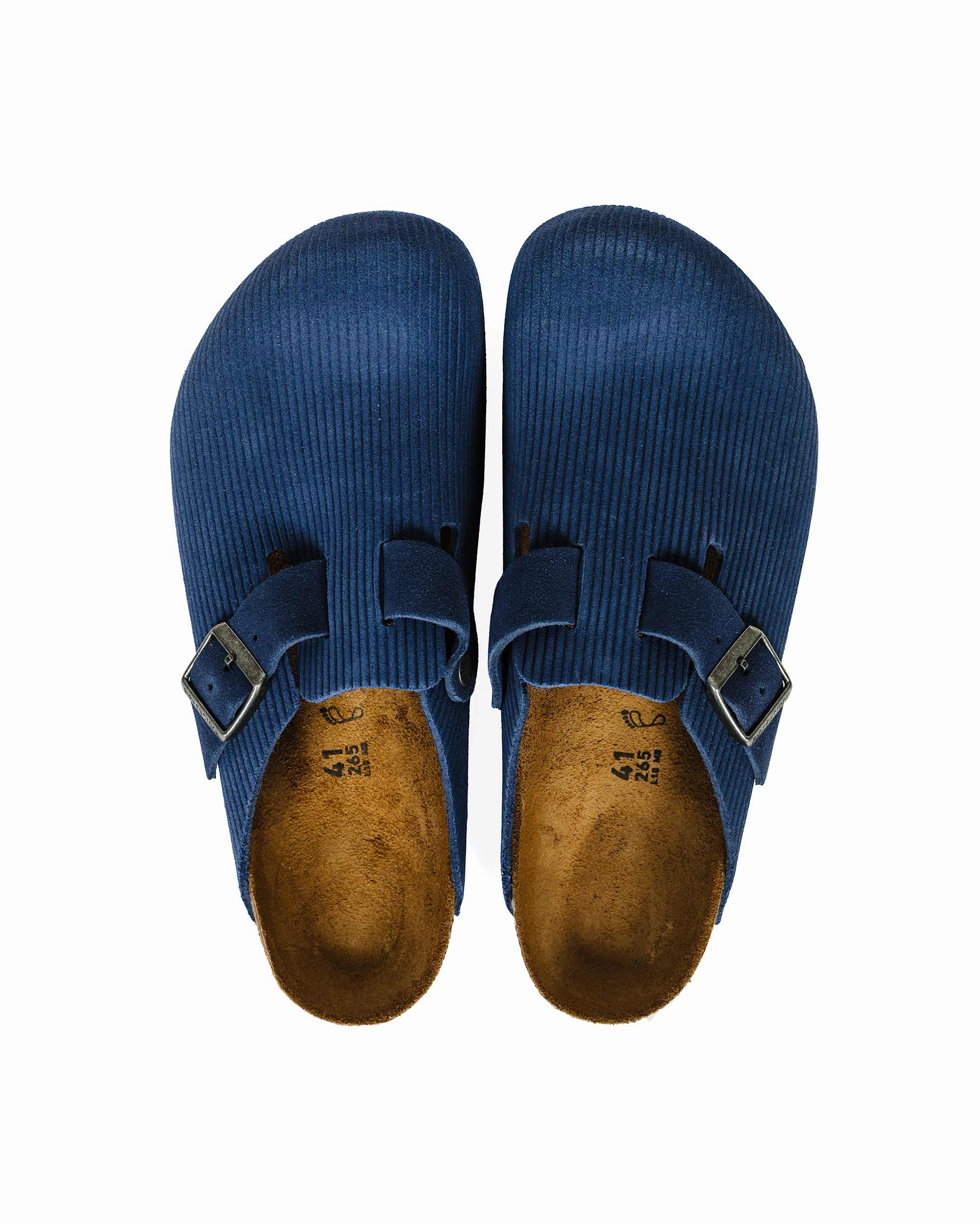 Birkenstock Boston Indigo Blue Suede Corduroy Padded Comfort Cold Weather