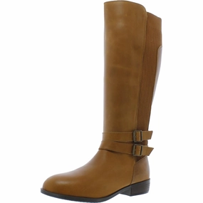 Low Profile Windy Weather Mud Resistant Trail Exploration Bonnie Womens Leather Stacked Heel Knee-High Boots