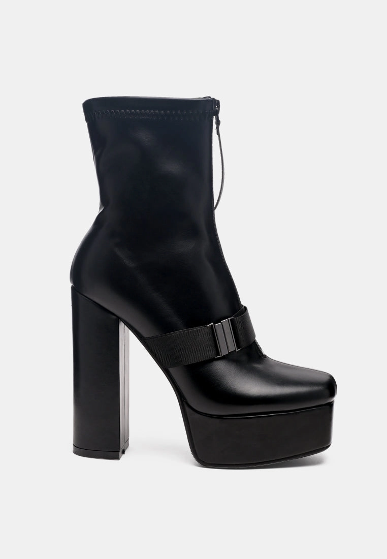 boomer chunky high block heel boots Secure Strap