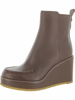 Neutral Style Grip Support Brady Womens Faux Leather Zipper Wedge Boots