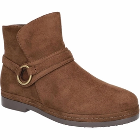 Izzy Womens Buckle Faux Suede Ankle Boots Rugged Style
