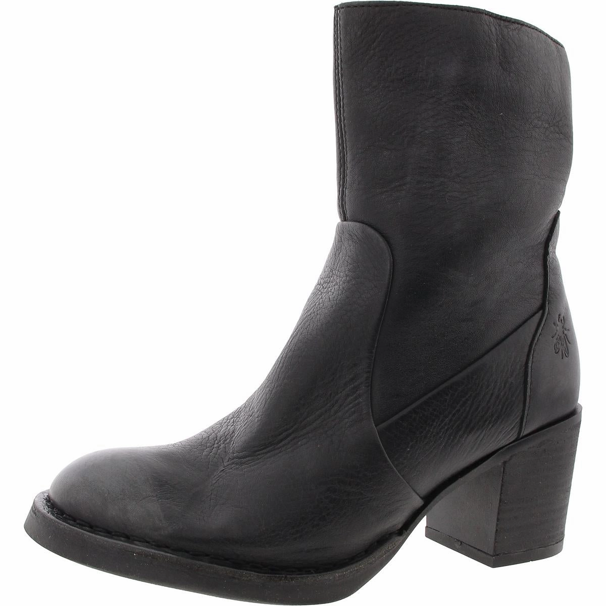 Rugged Comfort Womens Zipper Leather Mid-Calf Boots