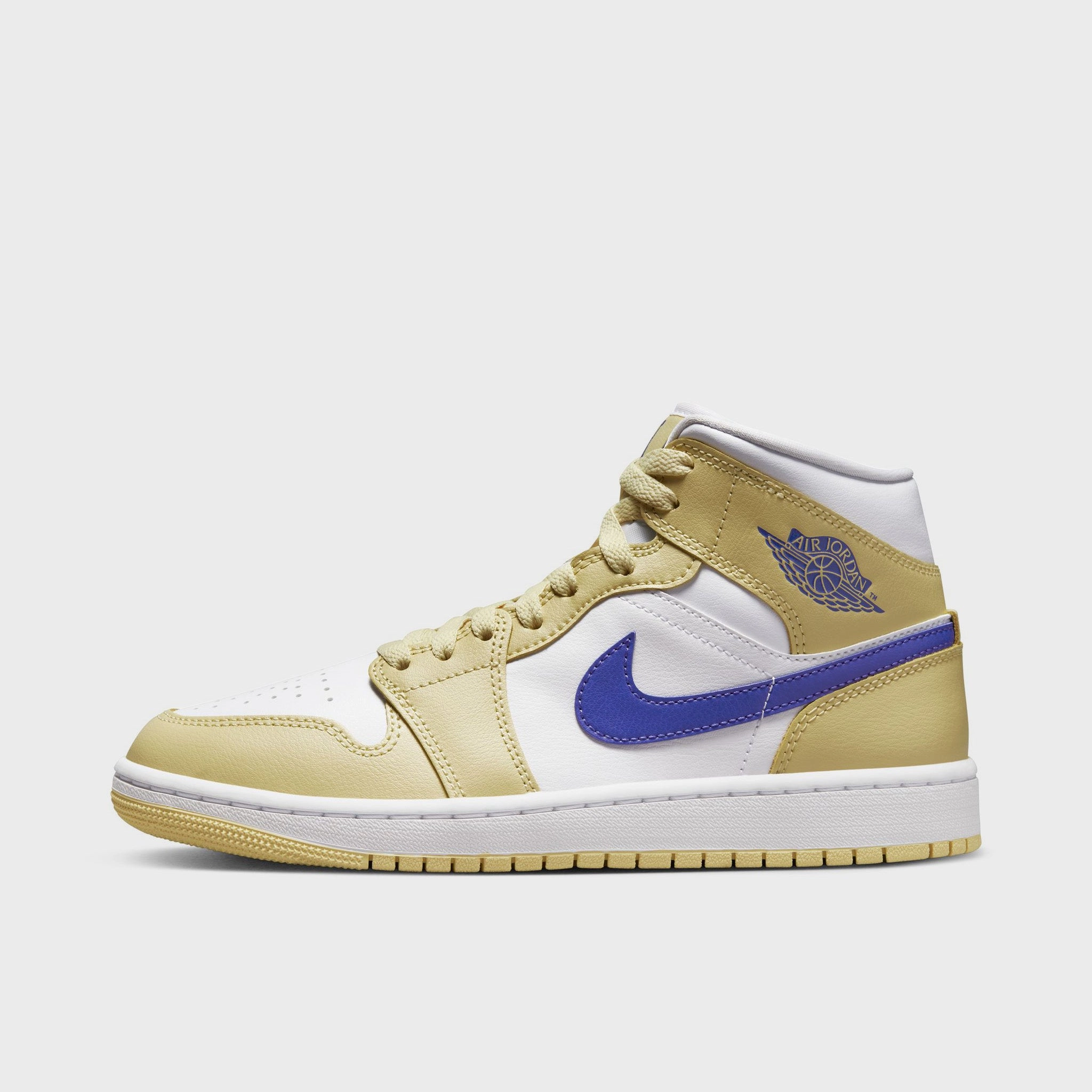 Jordan Women's 1 Mid Lemon Wash / White - Lapis Moisture Wicking Lining Power Play