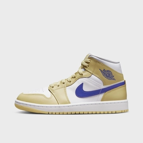 Jordan Women's 1 Mid Lemon Wash / White - Lapis Moisture Wicking Lining Power Play