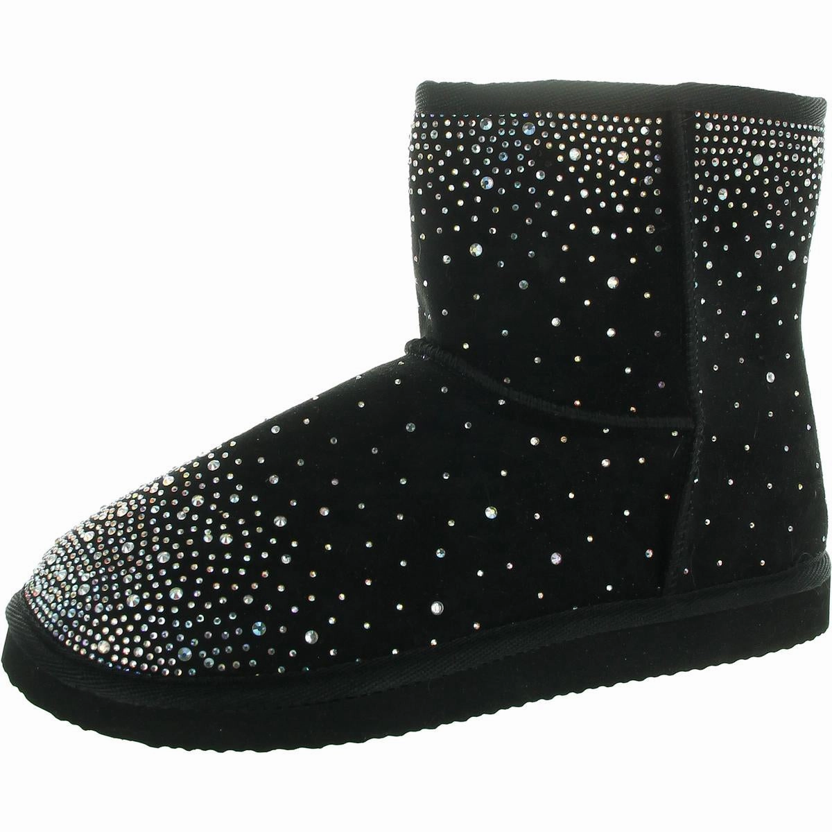 Elastic Goring Womens Rhinestone Man Made Winter & Snow Boots