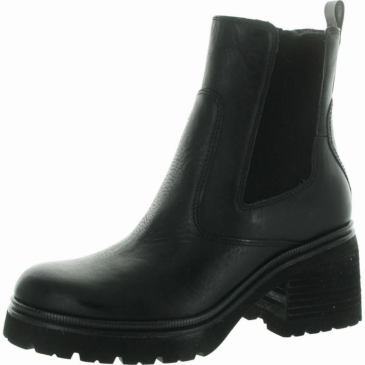 Womens Mixed Media Leather Chelsea Boots Easy Fit Cushioned