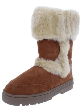 Grippy Outsole Adventure Seeker Stretchable Witty Womens Suede Faux Fur Casual Boots