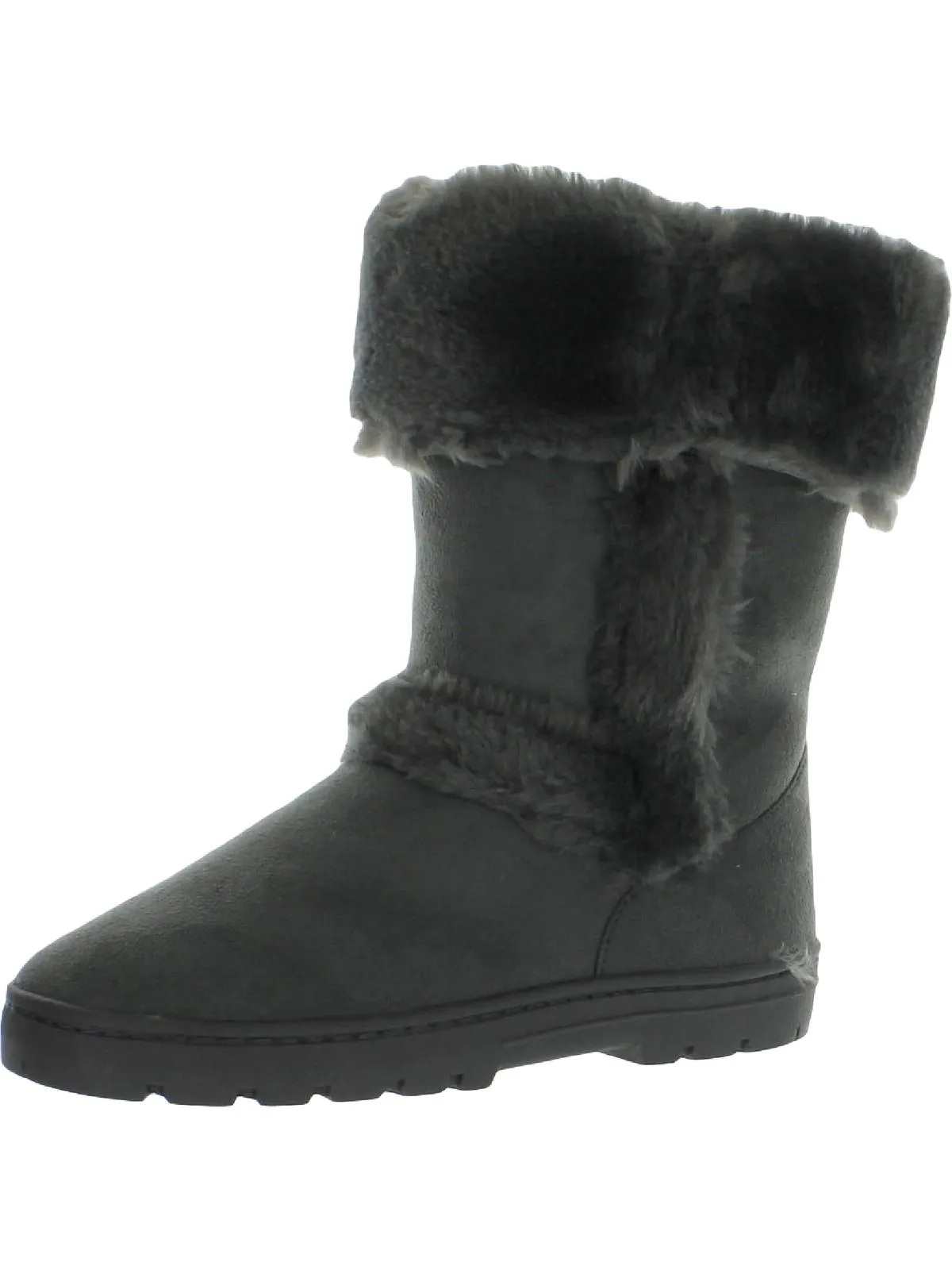Witty Womens Suede Faux Fur Casual Boots gift pick High Traction Snow Trekker