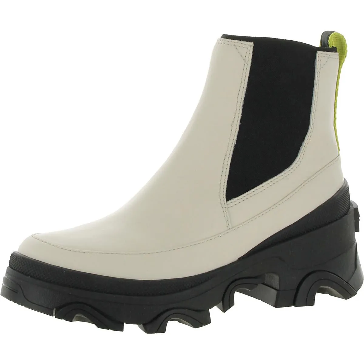 Durable Leather Feather Light Work Commute Brex Womens Leather Block Heel Chelsea Boots
