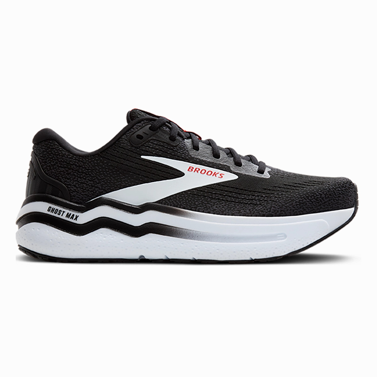 Warmup Run Brooks Ghost Max 2 - Black - White - Fiery Red