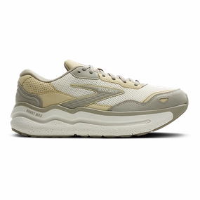Brooks Ghost Max SE carbon fiber plate running in a concrete bridge area shoes