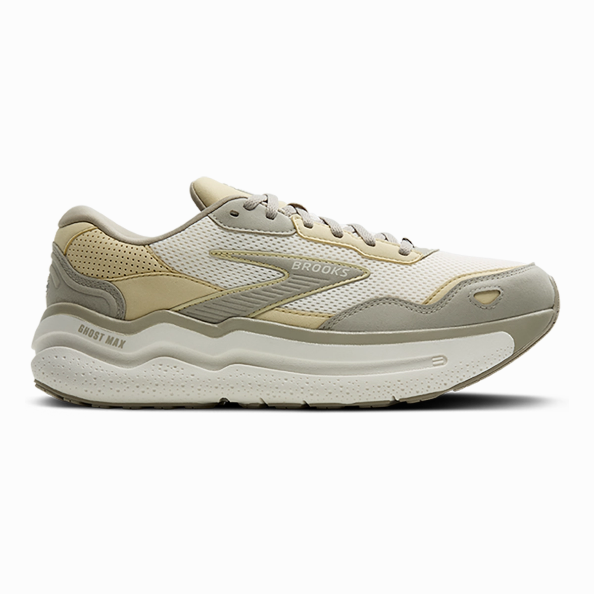 Brooks Ghost Max SE carbon fiber plate running in a concrete bridge area shoes