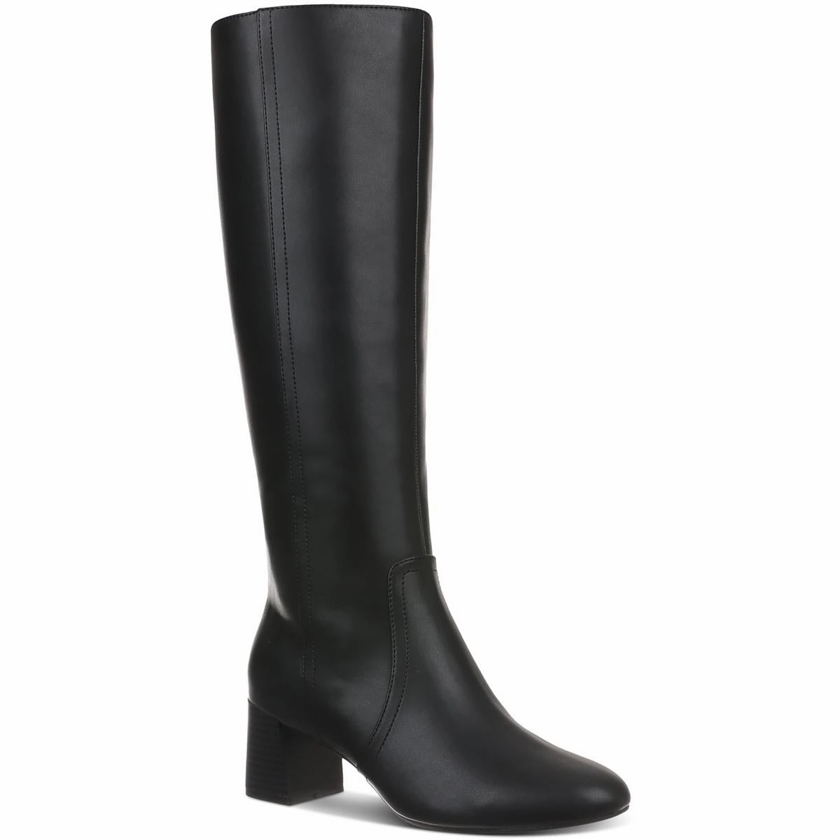 Weather resistant Soldier BUFFYY Womens Zipper Faux Leather Knee-High Boots