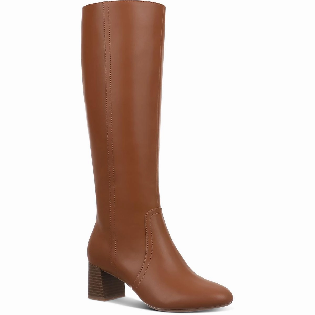 BUFFYY Womens Zipper Faux Leather Knee-High Boots Elevated Comfort Shock   Absorbing