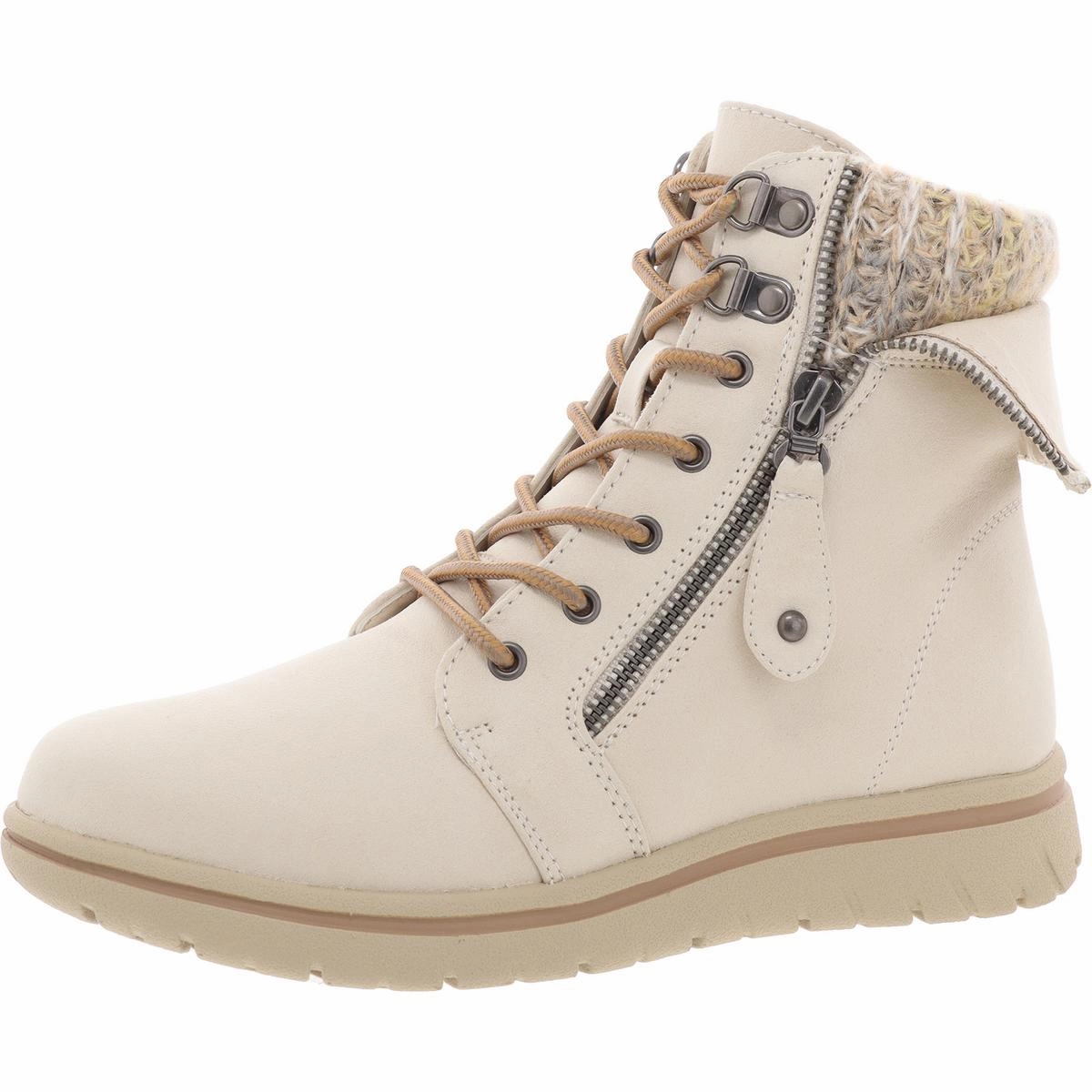 Womens Lace-Up Man Made Winter & Snow Boots Comfortable Stride Leather