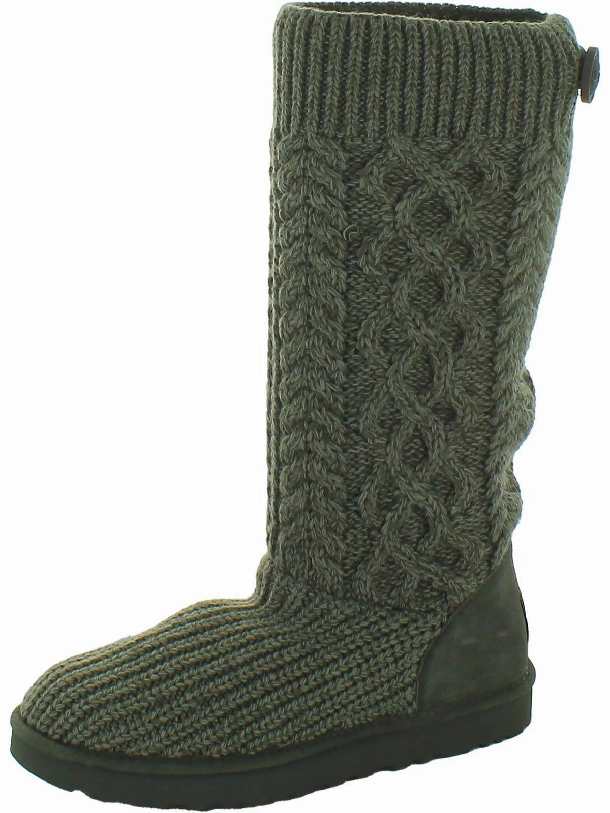 Fleece Soft Cardi Womens Cable Knit Comfort Knee-High Boots