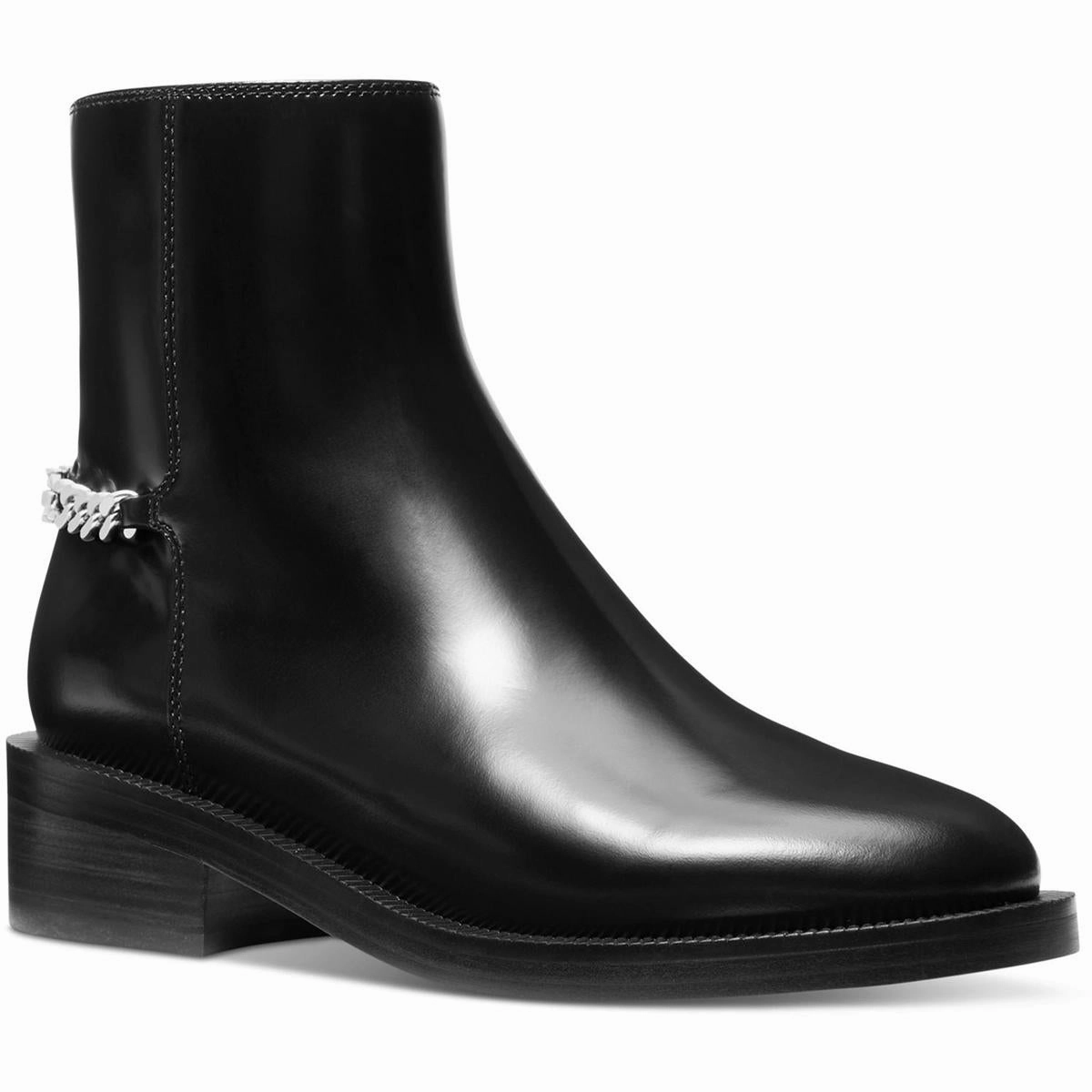 Shock Absorbing Morning Walk Carlisle Flat Bootie Womens Chain Leather Ankle Boots